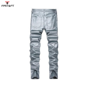 Pantalones de Cuero Personalizados de Alta Calidad, Casuales, Resistentes al Agua, Transpirables, de Secado Rápido, Corte Ajustado, con Cierre de Cremallera para Hombre - Product Image 3