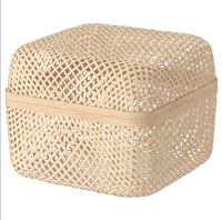 Boîte en bambou avec couvercle produits artisanaux bon marché tissé à la main bambou pour cadeau bijoux accessoires fruits stockage 100% écologique