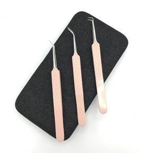 Logo personnalisé Nouveau Peach Nude Enduit Durable En Acier Inoxydable Extension De Cils Pince À Épiler Diamond Grip Fiber Pointu Volume Lash - Product Image 2