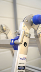 Aluminum Alloy Extension <b>Ladder</b> with Manual Lock Mechanism Blue Wheel Safety Design - Product Image 2