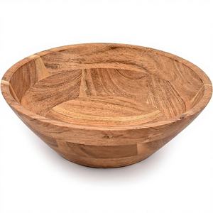 Bol à servir en bois d'acacia antique, bol à fruits, convivial et parfait pour les salades, les légumes et les fruits, bol à salade unique - Product Image 1