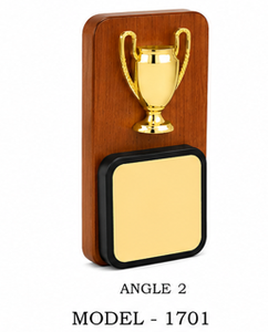 Wooden <b>Trophy</b> With Gold Cup And Engraving Plate Model 1701 For Sports Awards - Product Image 4