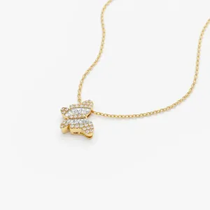Pendentif papillon en diamant synthétique de luxe plaqué argent et or, certifié IGI, design élégant, bijoux fins, cadeau pour femmes, style hip hop - Product Image 1