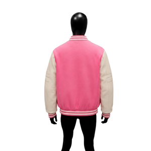 Veste de baseball en laine 100% rose premium pour homme, style décontracté streetwear, tendance, vêtement d'extérieur, fermeture à boutons, pour l'hiver - Product Image 2