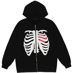 Sweat à capuche XL délavé style vintage en polaire polyester/nylon doublé, écologique, pour homme, style urbain décontracté, épais, directement de l'usine - Product Image 1