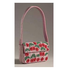 Bolso de Hombro Portátil con Bordado de Fresas Hecho a Mano y Adornado con Cuentas para Mujer, para Llevar Teléfono, Llaves y Accesorios de Maquillaje - Product Image 3