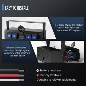 4 Gang Rocker <b>Switch</b> Box Dual <b>USB</b> Charger QC3.0 Voltmeter Blue LED Car Dashboard Panel Auto <b>Switches</b> - Product Image 3