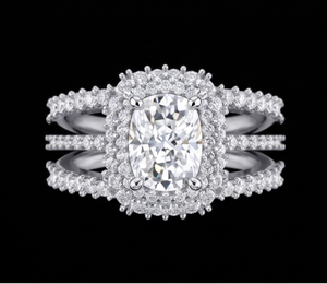 Anillo de Diamante Cultivado en Laboratorio con Halo, Corte Radiante, Piedra Central, Oro Blanco de 14 Quilates, Chapado en Rodio, Joyería de Moda para Boda, Compromiso y Novia - Product Image 4