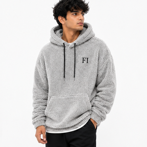 Sweat-shirts en molleton de coton brodés sur mesure pour hommes, texture douce, pull-over Sherpa, épaules tombantes, streetwear chaud, vente en gros B2B USA - Product Image 6