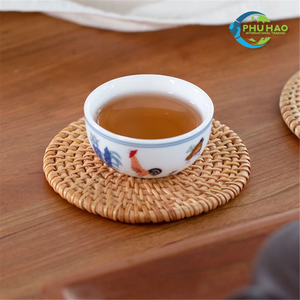 Tendance du moment : Sous-plat rond en rotin tressé, tapis décoratif en rotin fait main, à suspendre au mur et protège-table. - Product Image 3