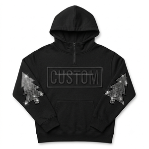 เสื้อฮู้ดดี้ผ้ากำมะหยี่คอตตอน 100% ปักโลโก้ตามสั่ง แห้งเร็ว มีกระเป๋า ขายส่ง เสื้อสวมหัวแบบยูนิเซ็กส์ สีดำ - Product Image 2