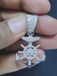 Colgante grande para hombre con ancla y rueda de barco, con incrustaciones de diamantes de moissanita VVS, estilo Hip Hop Bling, pasa la prueba del diamante - Product Image 5