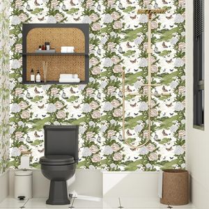 Papel Tapiz Autoadhesivo Vintage Boho con Diseño Floral, Papel de Contacto Beige con Mariposas y Flores, Mural de Pared Impermeable de Vinilo Autoadhesivo para el Hogar - Product Image 4