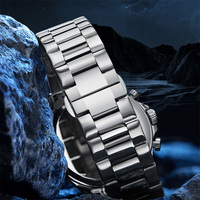 TIMEARTX – montre à Quartz pour hommes, cadran ciel étoilé, fenêtre de phase de lune, aiguilles lumineuses, étanche 30M, chronographe en acier inoxydable TA-5870