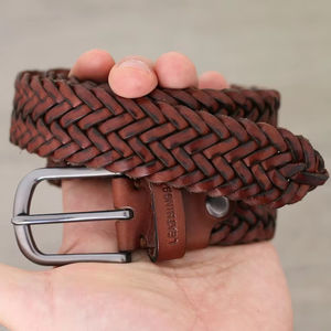 Cinturón de Cuero Trenzado de Primera Calidad, Hecho a Mano, con Curtido Vegetal, Elegante, Unisex, Cinturón de Cuero Tejido a Mano - Product Image 1