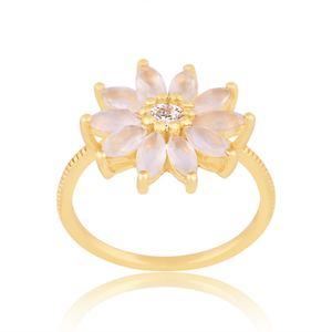Anillo de Eternidad de Oro Amarillo Sólido de 18K con Topacio Hecho a Mano en India, Joyería de Lujo para Regalo de Boda para Mujer - Product Image 1