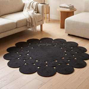 120 cm <b>Round</b> Blue Cotton Rope Decorative <b>Rug</b> for <b>Nursery</b> Playroom & Coastal Interiors - Product Image 6
