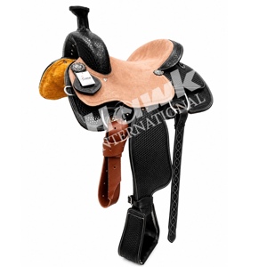 Selle de cheval western en cuir véritable de qualité supérieure, fabriquée à la main, robuste, pour l'équitation en ranch et les sentiers, avec arceau en plastique personnalisable - Product Image 4