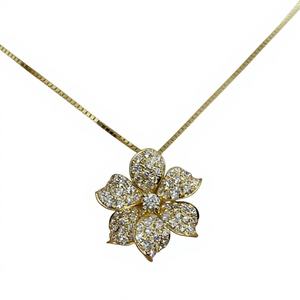 Magnifique collier pendentif en diamant de fleur en gros, diamant de laboratoire certifié IGI en or pur 14 carats ou en argent sterling, collier de mariée - Product Image 1