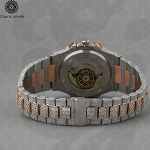 Charm Jewells – montre analogique de luxe en acier inoxydable, boîtier de 40mm, bracelet incrusté de diamants, mouvement mécanique à la mode pour hommes, Date automatique - Product Image 4