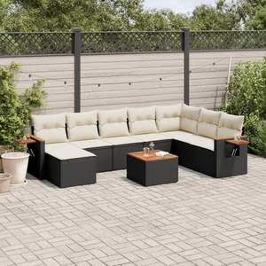 Conjunto de Sofás Modulares Grandes de Ratán PE Negro para Jardín, Muebles Modulares Elegantes para Exteriores - Product Image 1