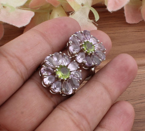 Natural Peridot Amethyst 925 <b>Sterling</b> <b>Silver</b> <b>Drop</b> <b>Earrings</b> Fine Jewelry Women Luxury Party Tarnish Free Wholesale - Product Image 5