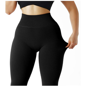 Women Ribbed Seamless Leggings High Waisted Workout Gym Yoga <b>Pants</b> - Product Image 5