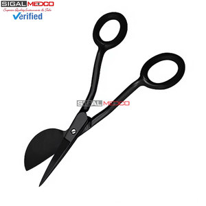 Tijeras de precisión tipo pico de pato negras de 6 pulgadas, manuales, de acero inoxidable alemán, para cirugía general, reparación de suelos y alfombras, y corte de tapetes. - Product Image 5