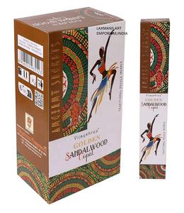 Bâtons d'encens aromatiques indiens roulés à la main Golden Vijayshree Masala, Palo Santo + Copal + Sauge blanche, paquet de 15g, vente en gros - Product Image 3