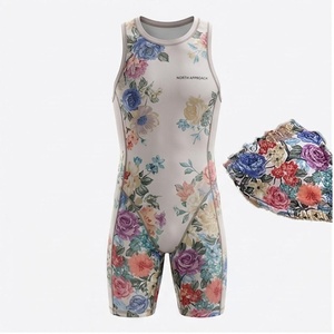 Ensemble de yoga 2 pièces imprimé papillon bleu avec finition dorée, body à col en V profond et jupe portefeuille longueur genou - Product Image 1