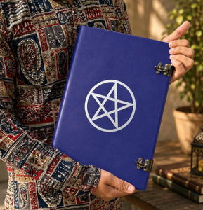 Diario de Cuero Azul Hecho a Mano con Pentagrama |   Libro de Sombras, Grimorio, Cuaderno Pagano (200 Páginas) - Product Image 3