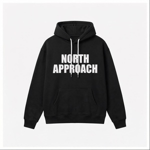 North Approach Hoodie <b>Men</b> Oversized Cotton French Terry Casual Hooded Sweatshirt Front Pocket White Print Autumn Wear - Product Image 1