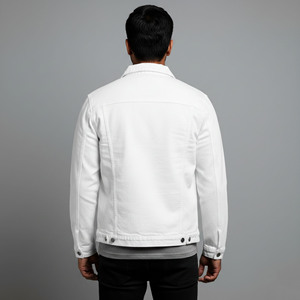 High Quality Loose Fit Turn down Collar white <b>Denim</b> <b>Jacket</b> Man 100% Cotton winter casual wear button up men's <b>denim</b> <b>jacket</b> - Product Image 2