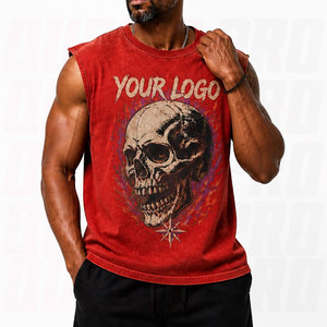 Nueva Camiseta sin Mangas con Estampado Gráfico y Lavado Ácido, Estilo Musculoso, Hombros Caídos, Chaleco de Gimnasio, Camiseta Deportiva sin Mangas para Hombre, Casual - Product Image 1