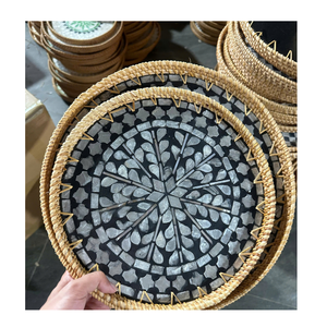 ถาดหวายเวียดนามสุดหรู ประดับเปลือกหอยฝังลายโมเสก งานฝีมือทำมือ - Product Image 5