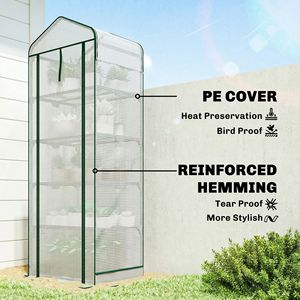 Serra Portatile a 5 Livelli con Copertura in PE Bianco ad Alta Resistenza, Tetto a Schermo, Stile Tradizionale, Telaio in Legno e Metallo, Materiale PVC - Product Image 5