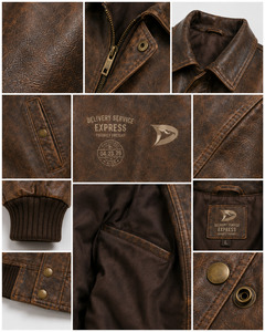 Soft Goat Leather Ribbed Cuff Custom Embroidered Low MOQ Casual Bomber <b>Men</b> Leather Jacket - Product Image 5
