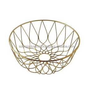 Exclusive Quality Iron <b>Wire</b> Gold Color Vegetables <b>Storage</b> <b>Basket</b> New Design Round Shape <b>Wire</b> <b>Basket</b> for Sale - Product Image 1