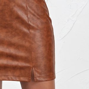 Meilleure jupe en cuir de vachette sur mesure au design élégant, jupes en cuir décontractées respirantes pour femmes, best-seller - Product Image 3