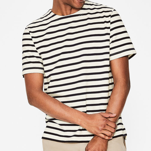 Men’s <b>Black</b> and <b>White</b> <b>Striped</b> T-<b>Shirt</b>, Short Sleeve Horizontal Stripe Casual Crew Neck Tee, Navy Stripe Summer Top - Product Image 6