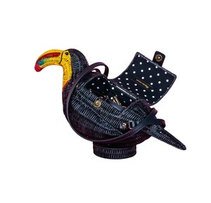 Handmade Rattan Toucan Shape <b>Storage</b> <b>Bag</b> With Colorful Beak Animal Pattern Woven Basket Portable Design - Product Image 6