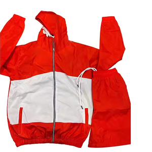 Ensemble de survêtement décontracté pour homme, bleu et blanc, à capuche, en polyester, pour l'automne, coupe-vent personnalisé - Product Image 2
