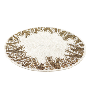 Mantel Individual Ovalado de Lujo Hecho a Mano con Cuentas, Tapete de Mesa de Cuentas de Vidrio, Elegante Juego de Decoración 3D para Comedor - Product Image 2