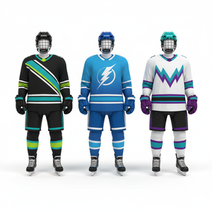 Ensemble d'uniformes de hockey sur glace personnalisés pour adultes, légers, à manches courtes, de haute qualité, avec nom d'équipe, dernière arrivée, en polyester - Product Image 5