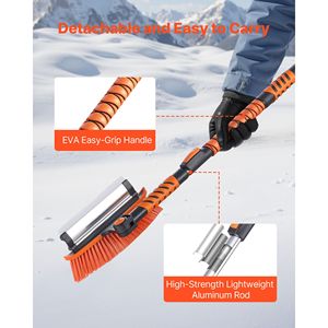 Removedor de Nieve para Auto 3 en 1, Cepillo Giratorio de 180 Grados, Raspador de Hielo, Cepillo para Parabrisas de 34.3 y 42 Pulgadas, Eficaz para el Hielo - Product Image 5
