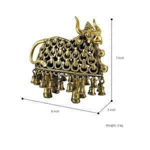 Objet de prière hindou en laiton artisanal divin, 7x4 pouces, représentant une déesse vache paon, pour la maison, le bureau, décoration tendance Diwali, Inde - Product Image 3