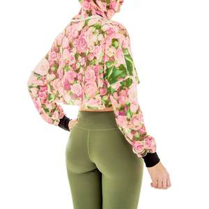 Custom High Quality <b>Women</b> Crop <b>Top</b> Knitted Zipper Hoodie Casual Printed Sports Workout <b>Zip</b> <b>up</b> <b>Women's</b> Hoodies - Product Image 6