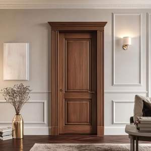 Porte d'entrée minimaliste en bois massif de chêne et de teck de haute durabilité, insonorisée, finition de surface, pour usage extérieur - Product Image 1