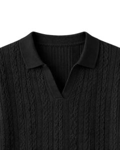 Camiseta Polo Negra de Punto para Hombre, Personalizada por el Fabricante, Manga Corta, Corte Ajustado, Informal, de Verano, al por Mayor, OEM - Product Image 5