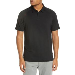 Polo de Manga Corta Negro para Hombre, Tejido de Punto, Secado Rápido, Color Sólido, Diseño con Botones, Corte Regular Informal, Logotipo en la Manga Izquierda - Product Image 4
